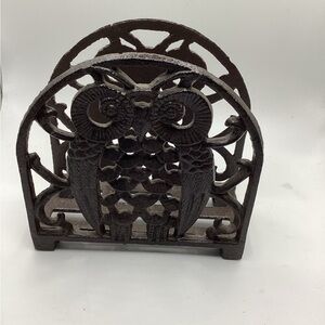 vintage cast iron owl napkin letter holder